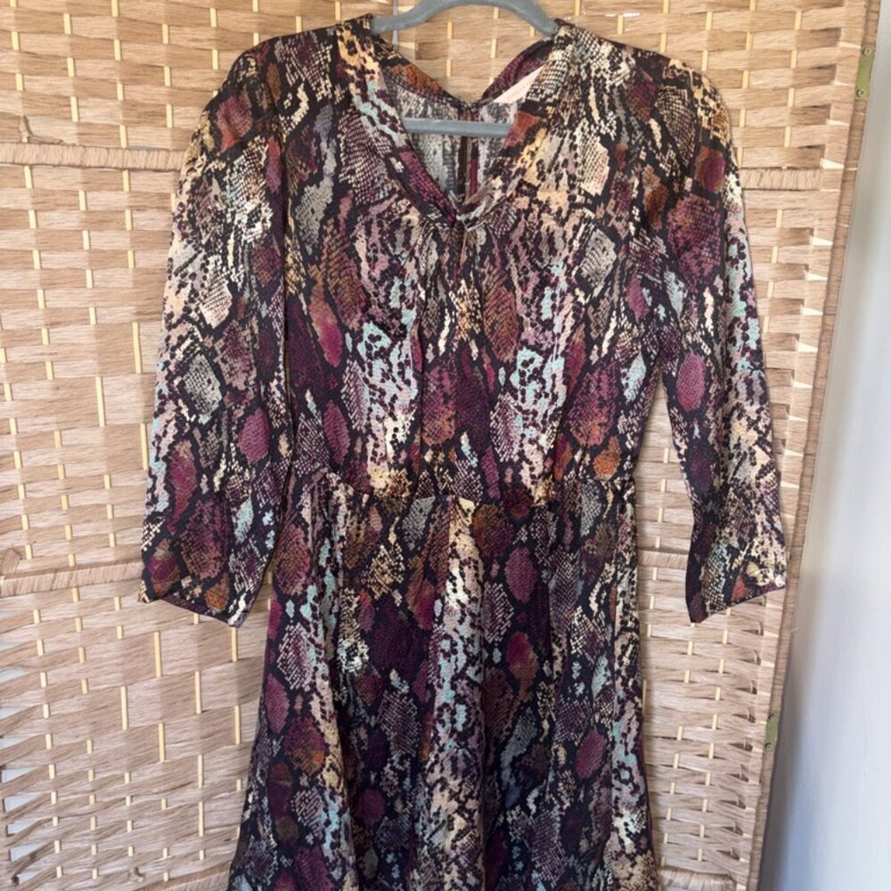 Rebecca Taylor Silk Snake Print Dress STUNNING Lined A-Line Colorful size 4